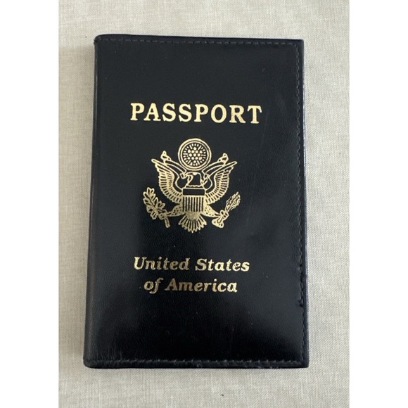 Black Travel Leather Passport Cover Organizer USA Card Case Wallet Men's Women's - Picture 1 of 9